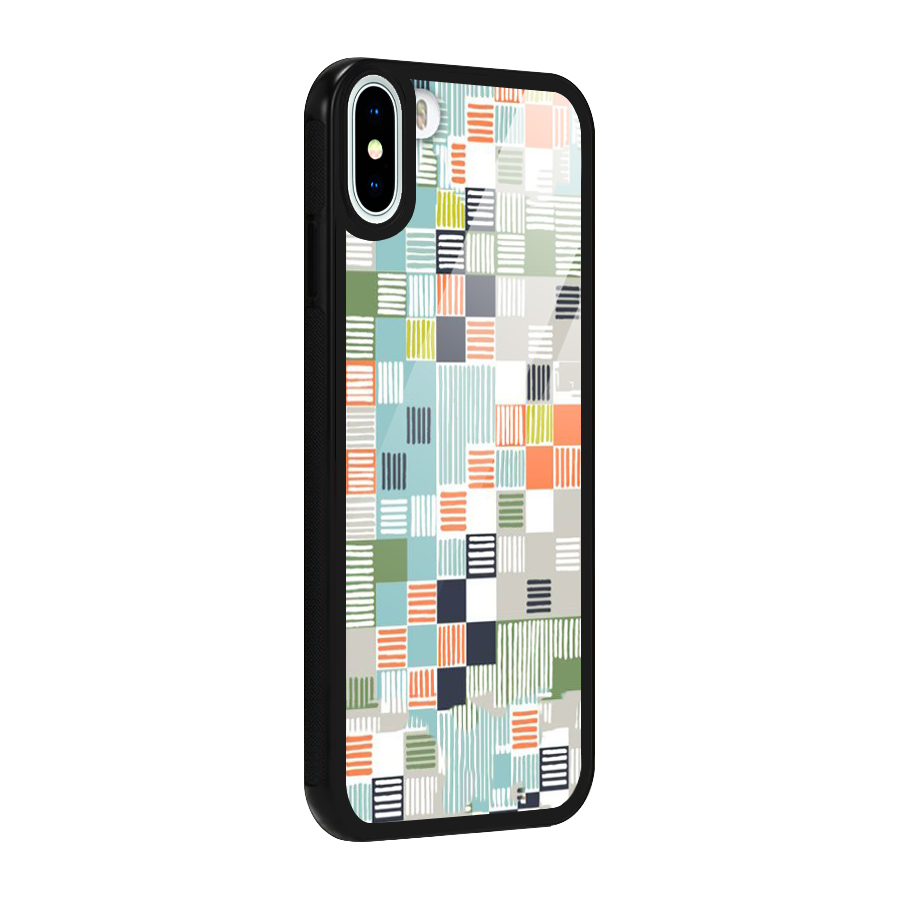 Tiny Boxes Stripes Glass Back Case for iPhone X