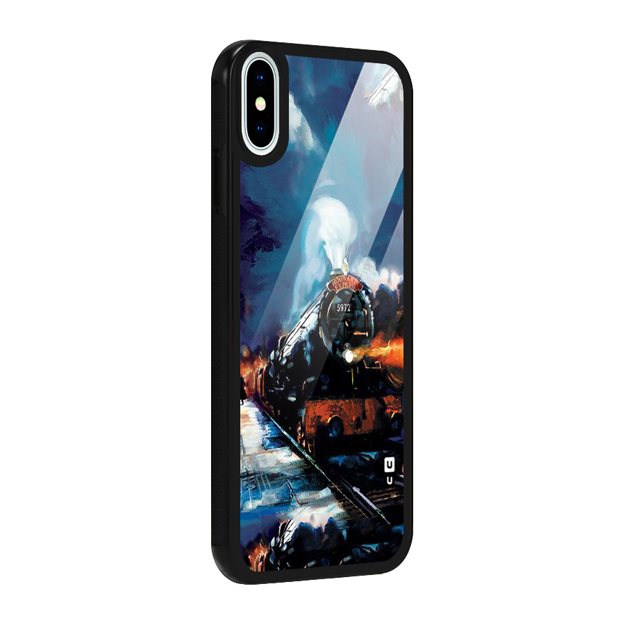 Train Art Glass Back Case for iPhone X