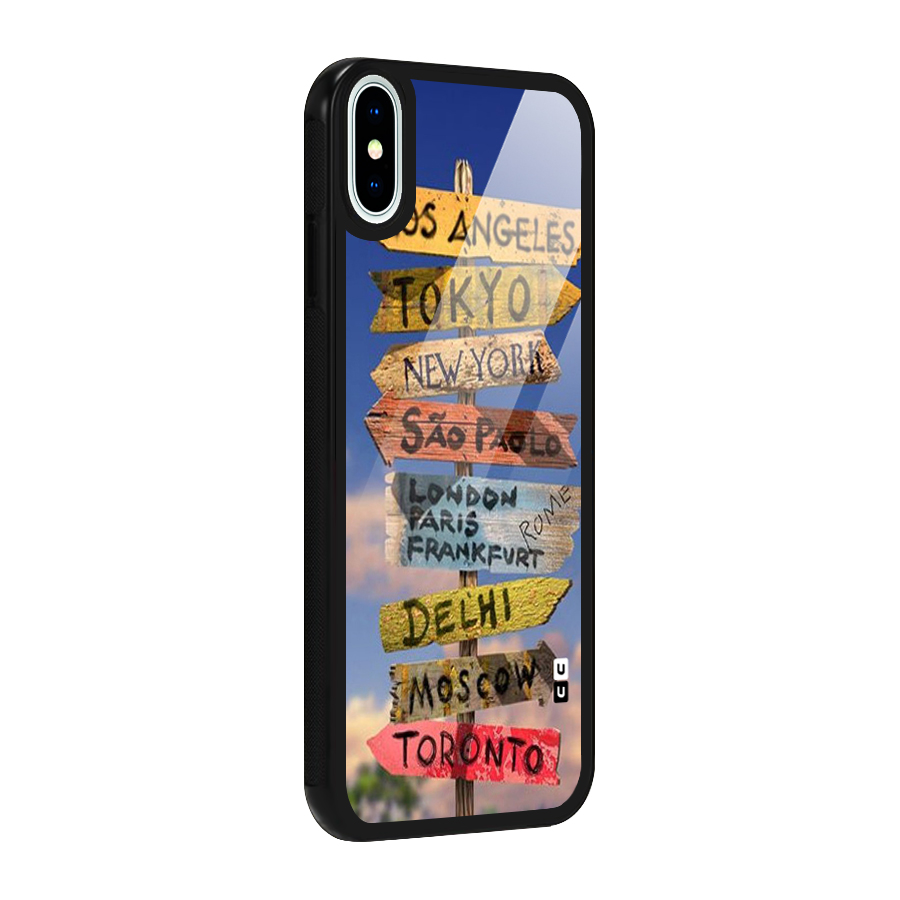 Travel Signs Glass Back Case for iPhone X