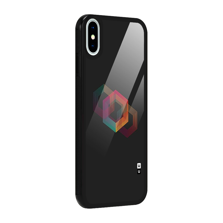 Tri-hexa Colours Glass Back Case for iPhone X