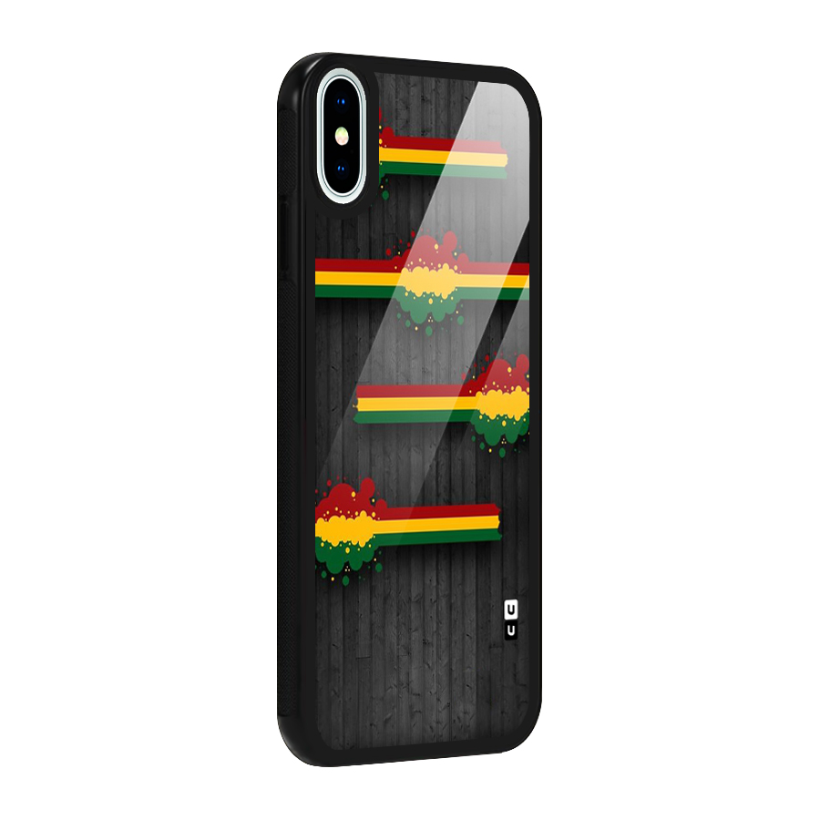 Tricolor Splash Design Glass Back Case for iPhone X