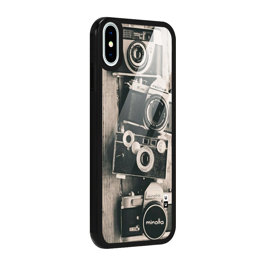 Vintage Style Shutter Glass Back Case for iPhone X