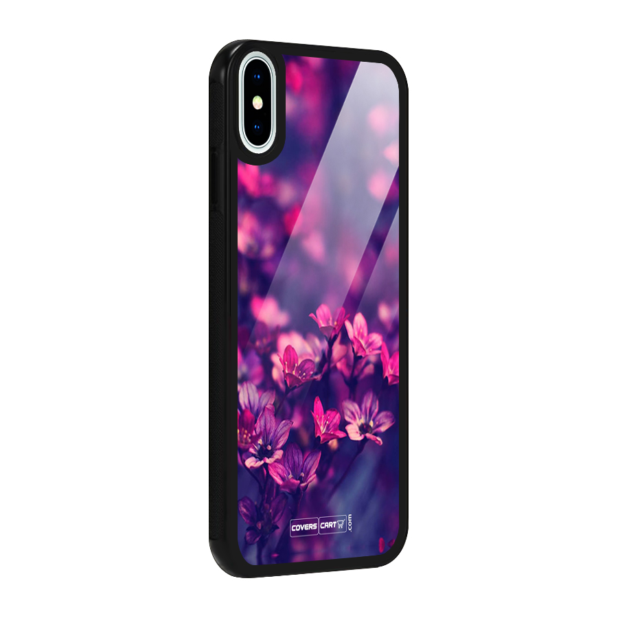 Violet Floral Glass Back Case for iPhone X