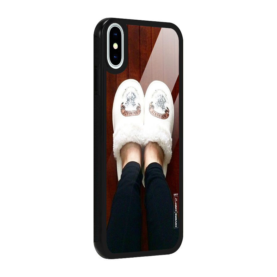 White Feets Glass Back Case for iPhone X