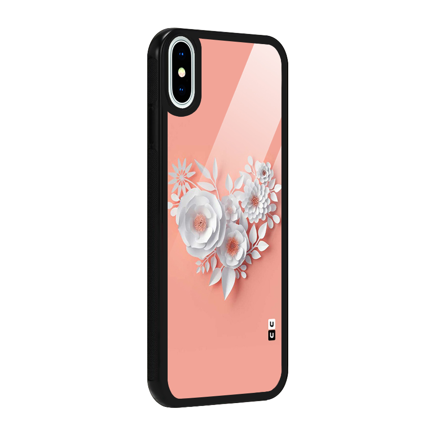 White Paper Flower Glass Back Case for iPhone X
