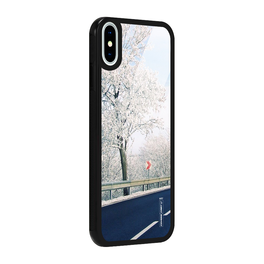 White Snow Tree Glass Back Case for iPhone X