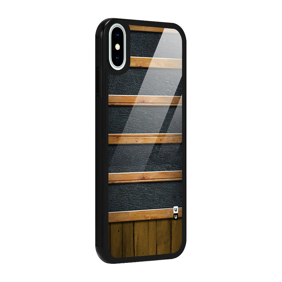 Wood Design Glass Back Case for iPhone X