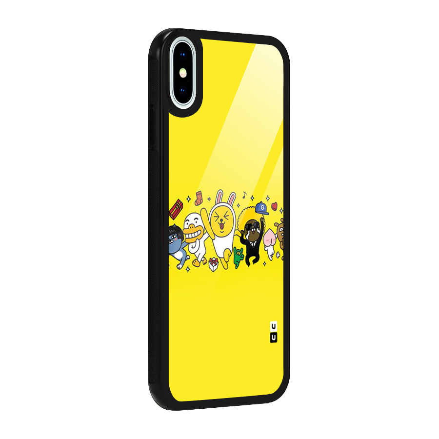 Yellow Friends Glass Back Case for iPhone X