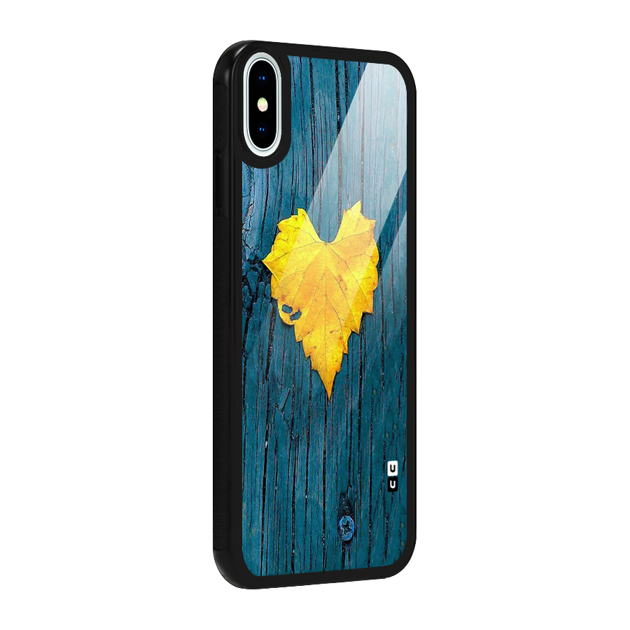 Yellow Leaf Glass Back Case for iPhone X