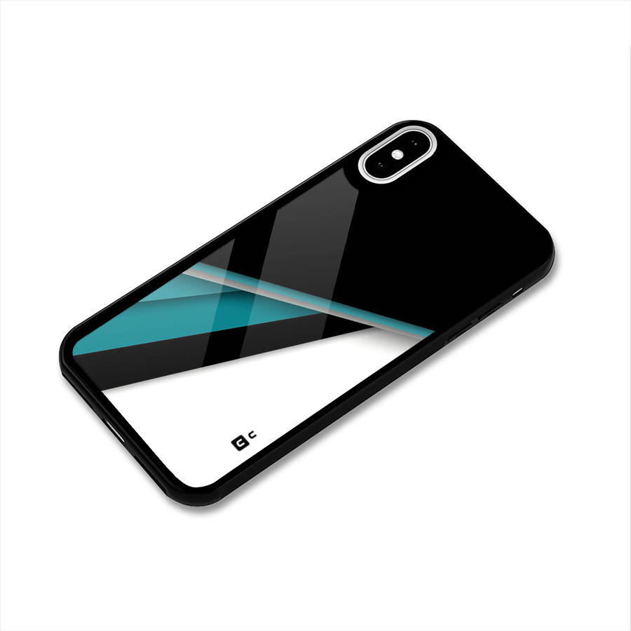 Abstract Lines Of Blue Glass Back Case for iPhone X