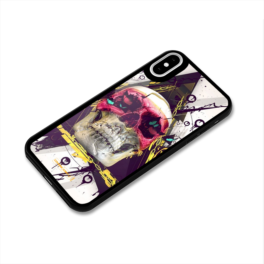 Abstract Skull Glass Back Case for iPhone X