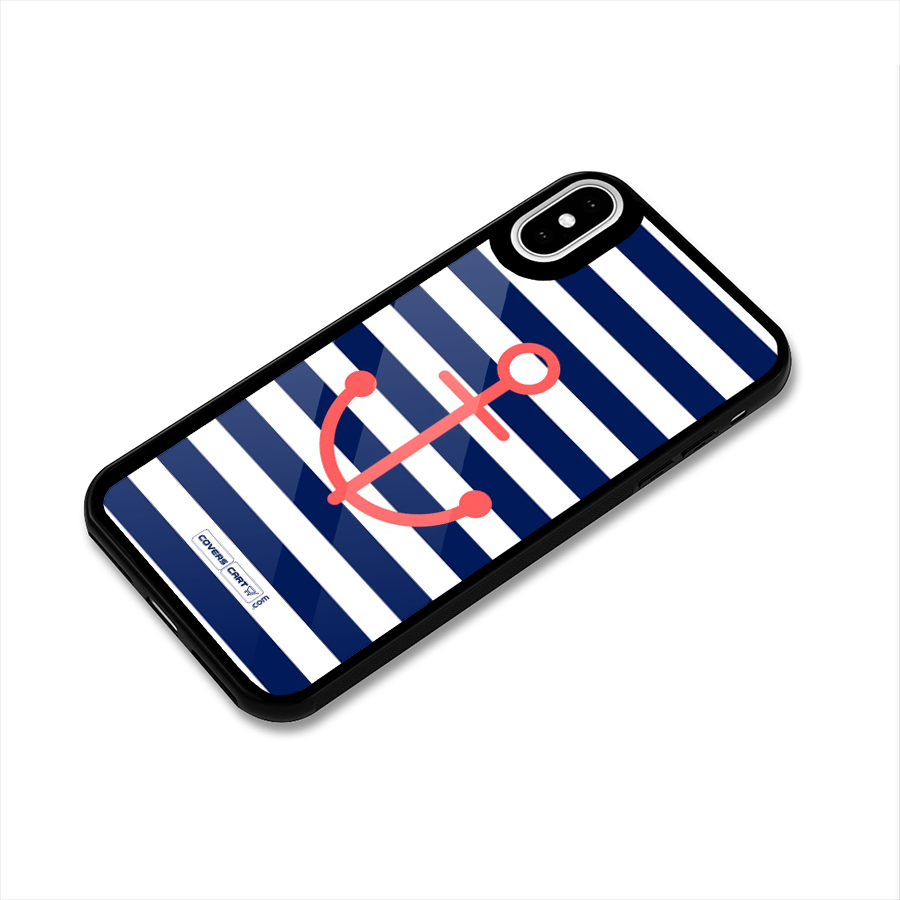 Anchor Stripes Glass Back Case for iPhone X
