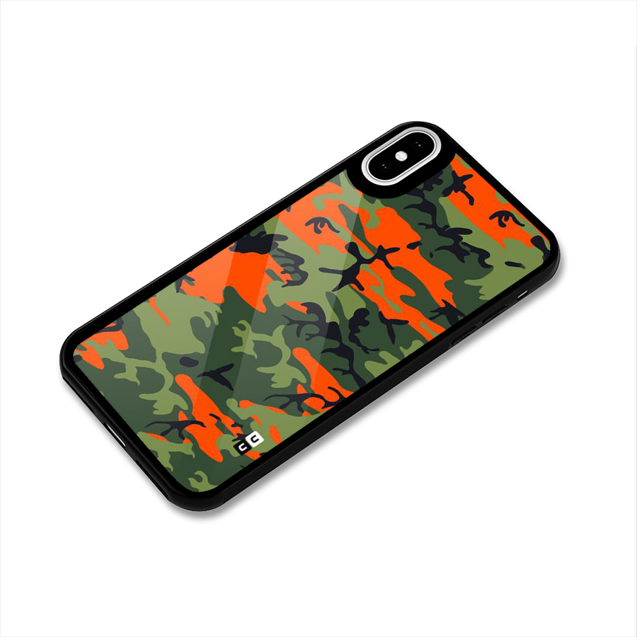 Army Pattern Glass Back Case for iPhone X
