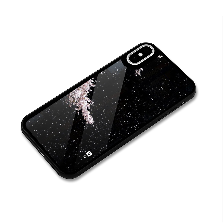 Beautiful Night Sky Flowers Glass Back Case for iPhone X