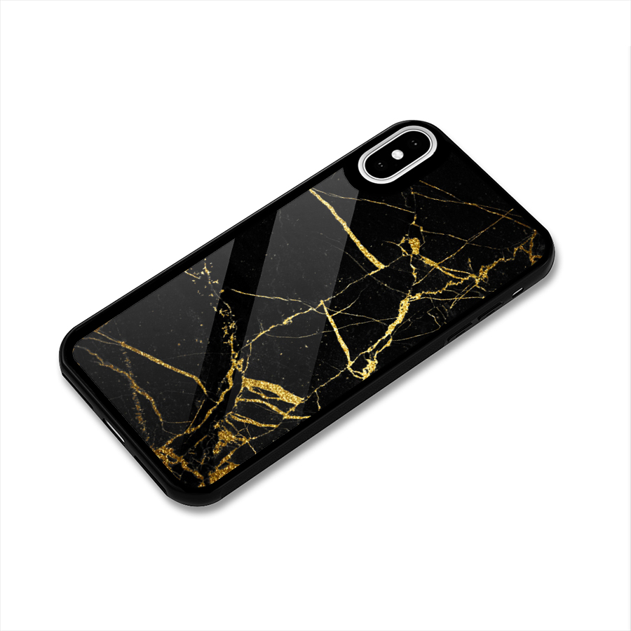 Black And Gold Design Glass Back Case for iPhone X