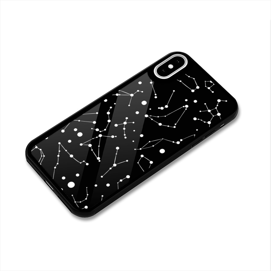Black Constellation Pattern Glass Back Case for iPhone X