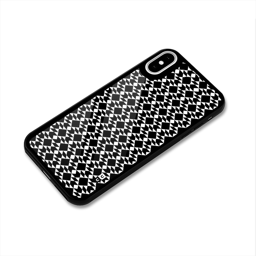 Black White Diamond Abstract Glass Back Case for iPhone X