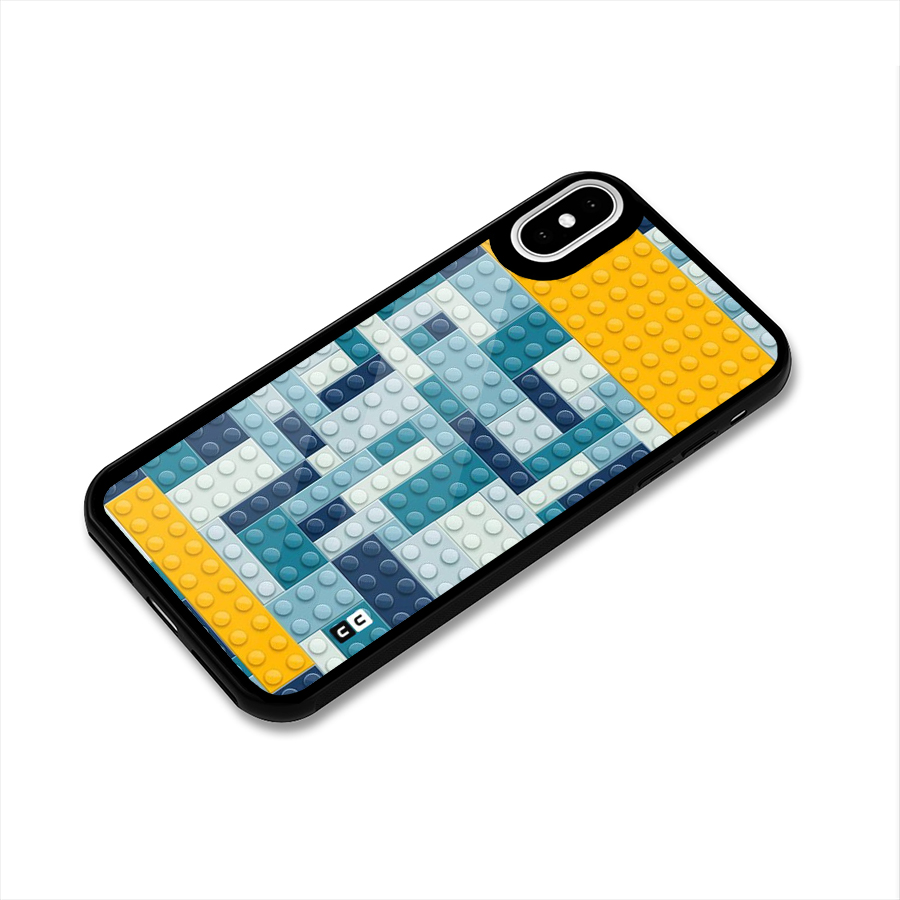 Blocks Blues Glass Back Case for iPhone X