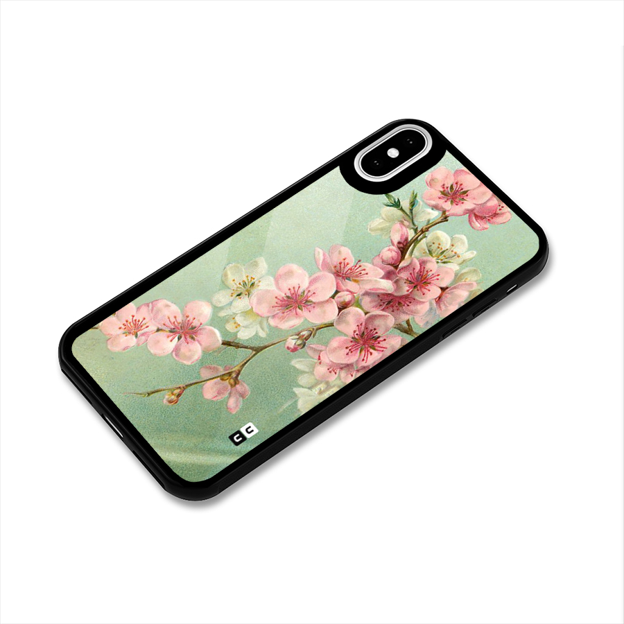 Blossom Cherry Design Glass Back Case for iPhone X