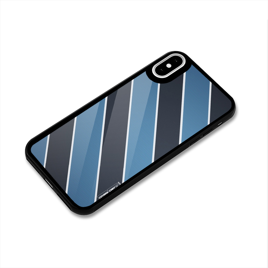 Blue Black Stripes Glass Back Case for iPhone X