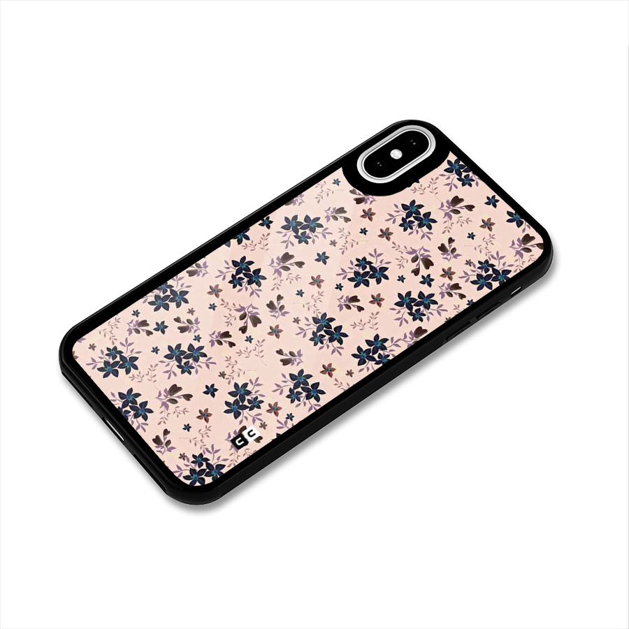Blue Peach Floral Glass Back Case for iPhone X
