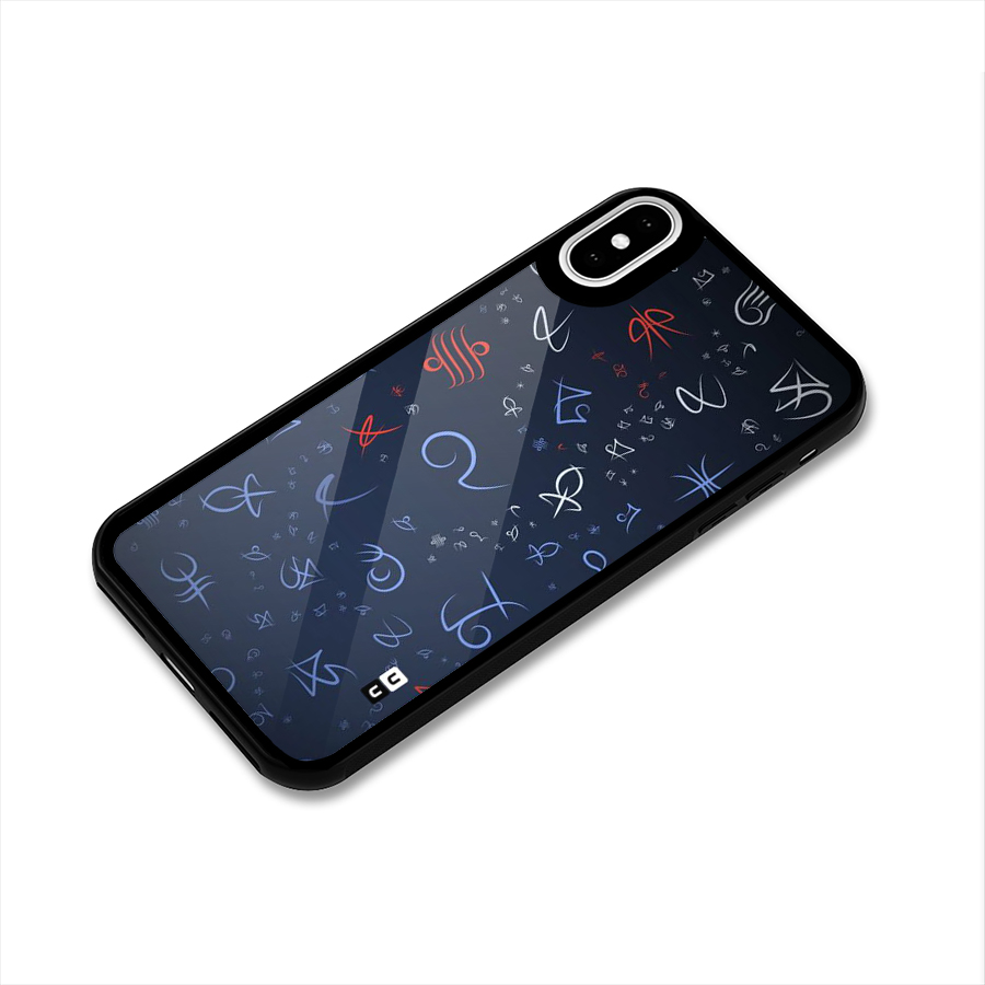 Blue Symbols Glass Back Case for iPhone X