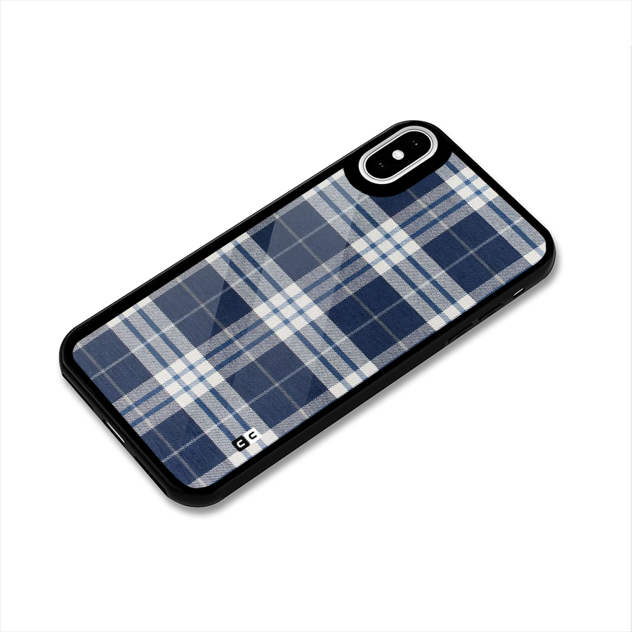 Blue White Check Glass Back Case for iPhone X
