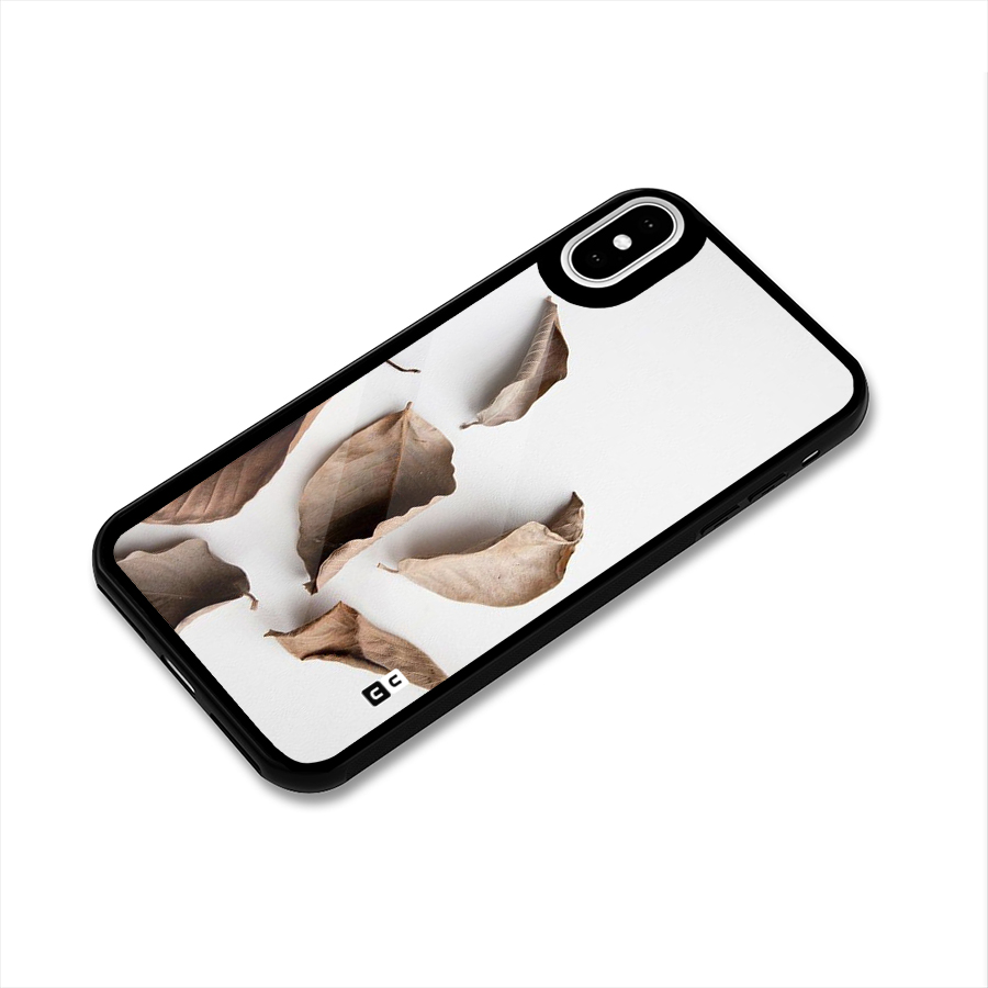 Brown Dusty Leaves Glass Back Case for iPhone X