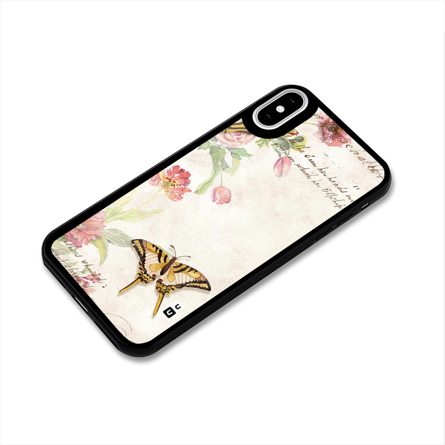 Butterfly Floral Glass Back Case for iPhone X