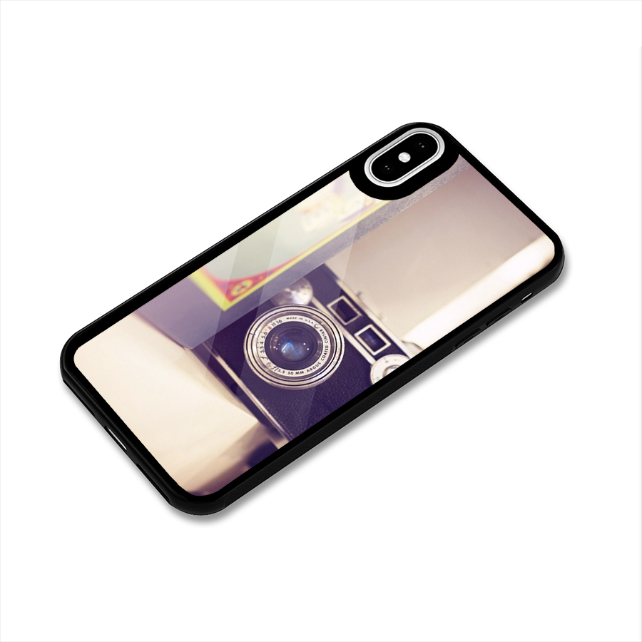 Camera Vintage Pastel Glass Back Case for iPhone X