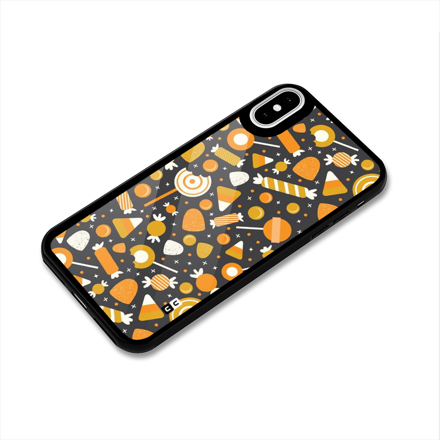 Candies Pattern Glass Back Case for iPhone X