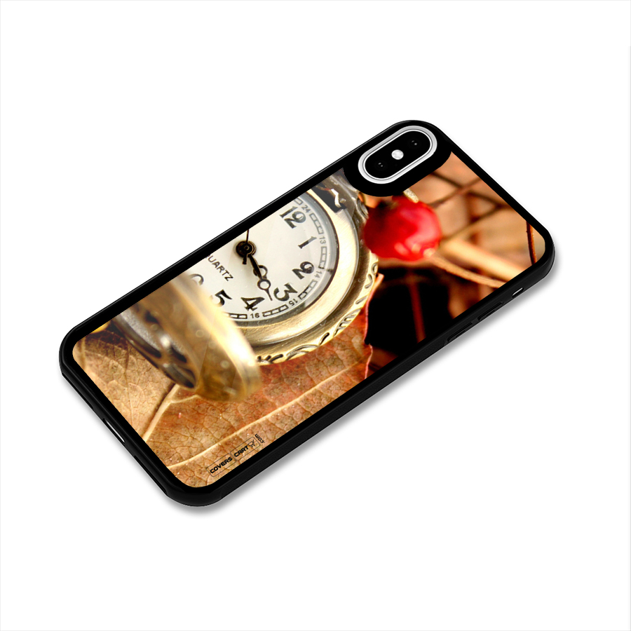 Cherry And Clock Glass Back Case for iPhone X