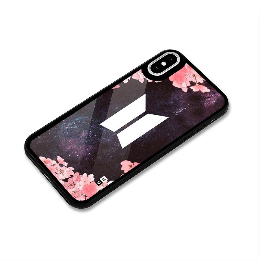 Cherry Blossom Pause Design Glass Back Case for iPhone X