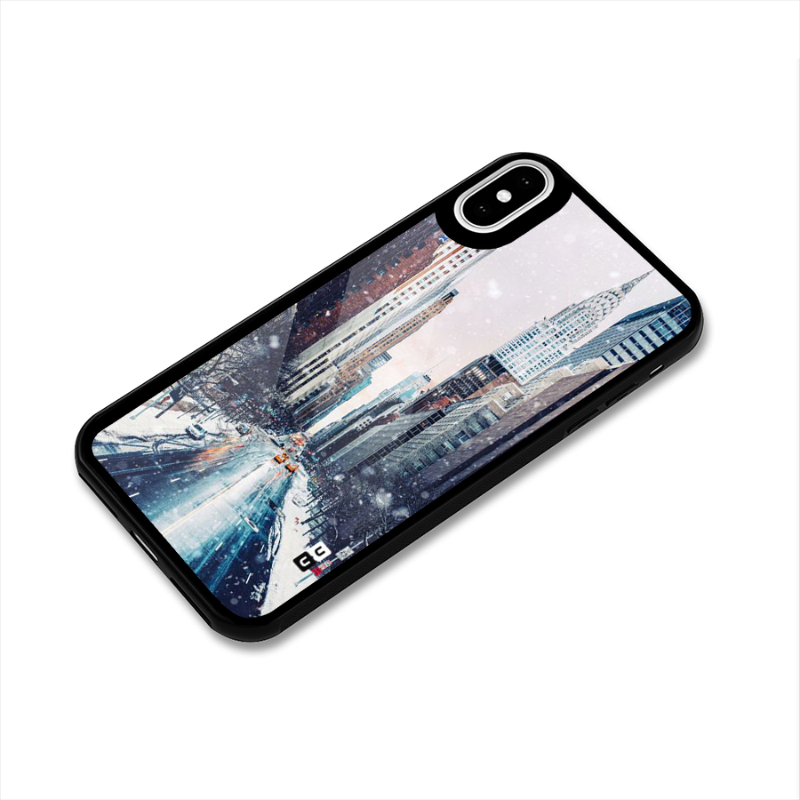 City Snow Glass Back Case for iPhone X