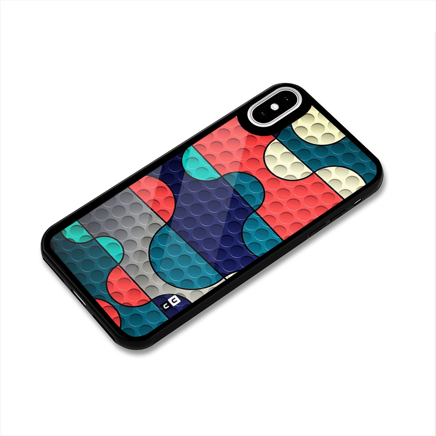 Colorful Puzzle Design Glass Back Case for iPhone X