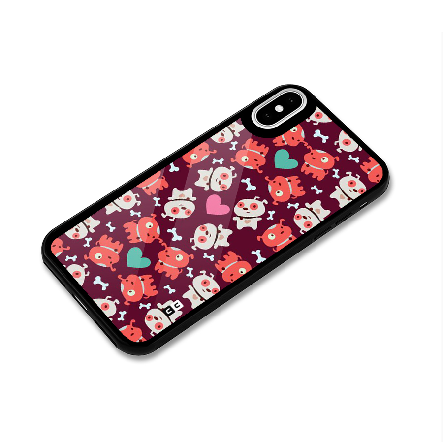 Cut Dog Design Glass Back Case for iPhone X