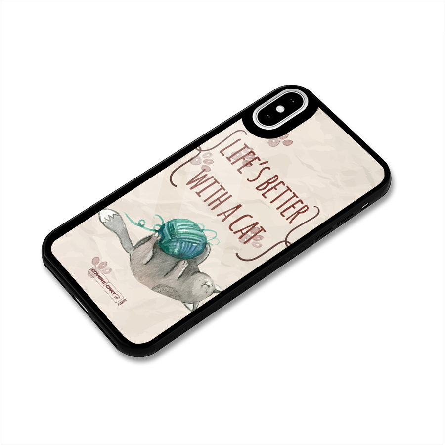 Cute Cat Glass Back Case for iPhone X