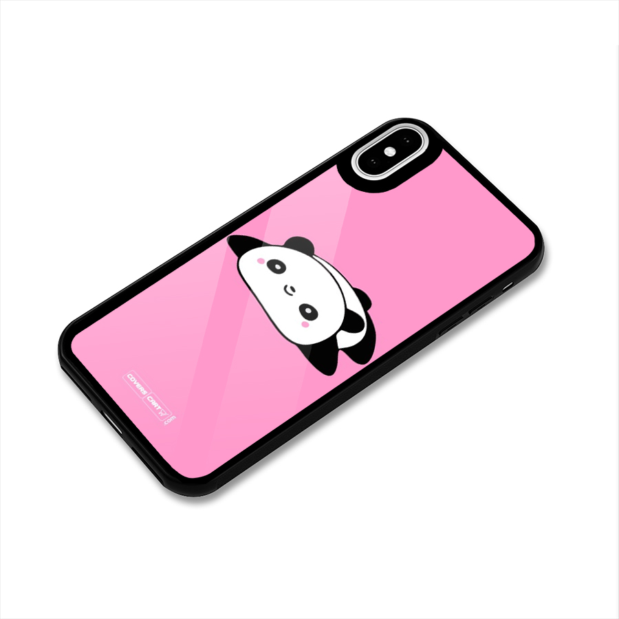 Cute Lazy Panda Glass Back Case for iPhone X