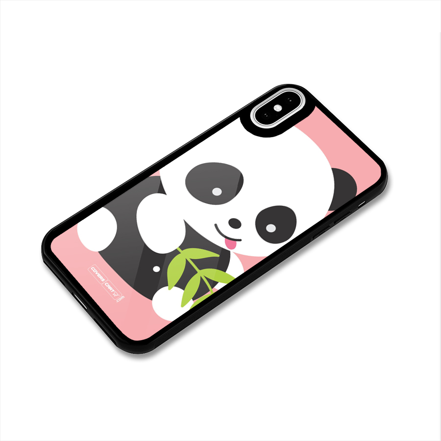 Cute Panda Pink Glass Back Case for iPhone X