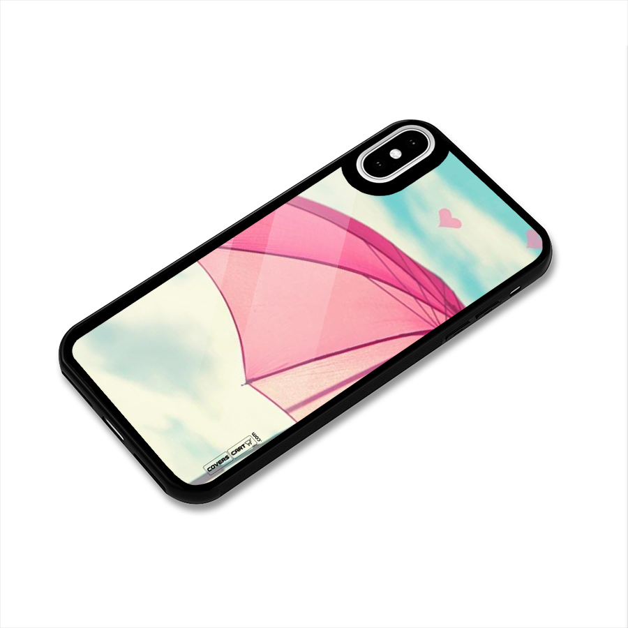 Cute Pink Umbrella Glass Back Case for iPhone X