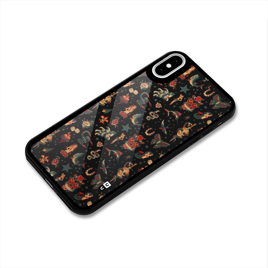 Dark Pattern Glass Back Case for iPhone X
