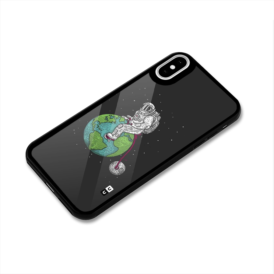 Earth Space Doodle Glass Back Case for iPhone X