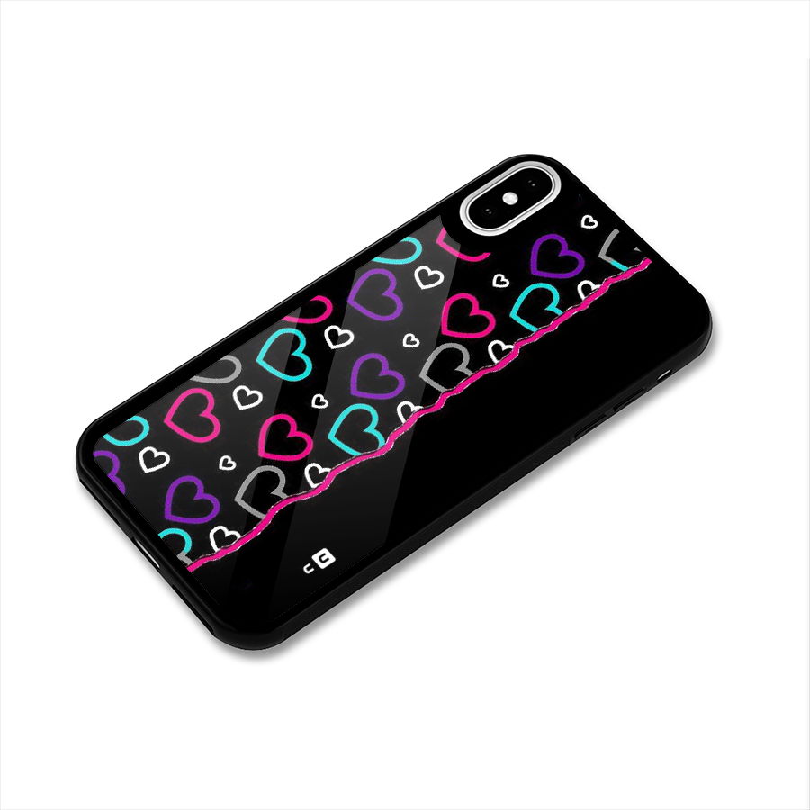 Empty Hearts Glass Back Case for iPhone X