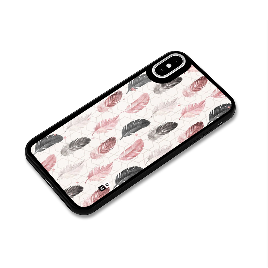 Feather Line Pattern Glass Back Case for iPhone X