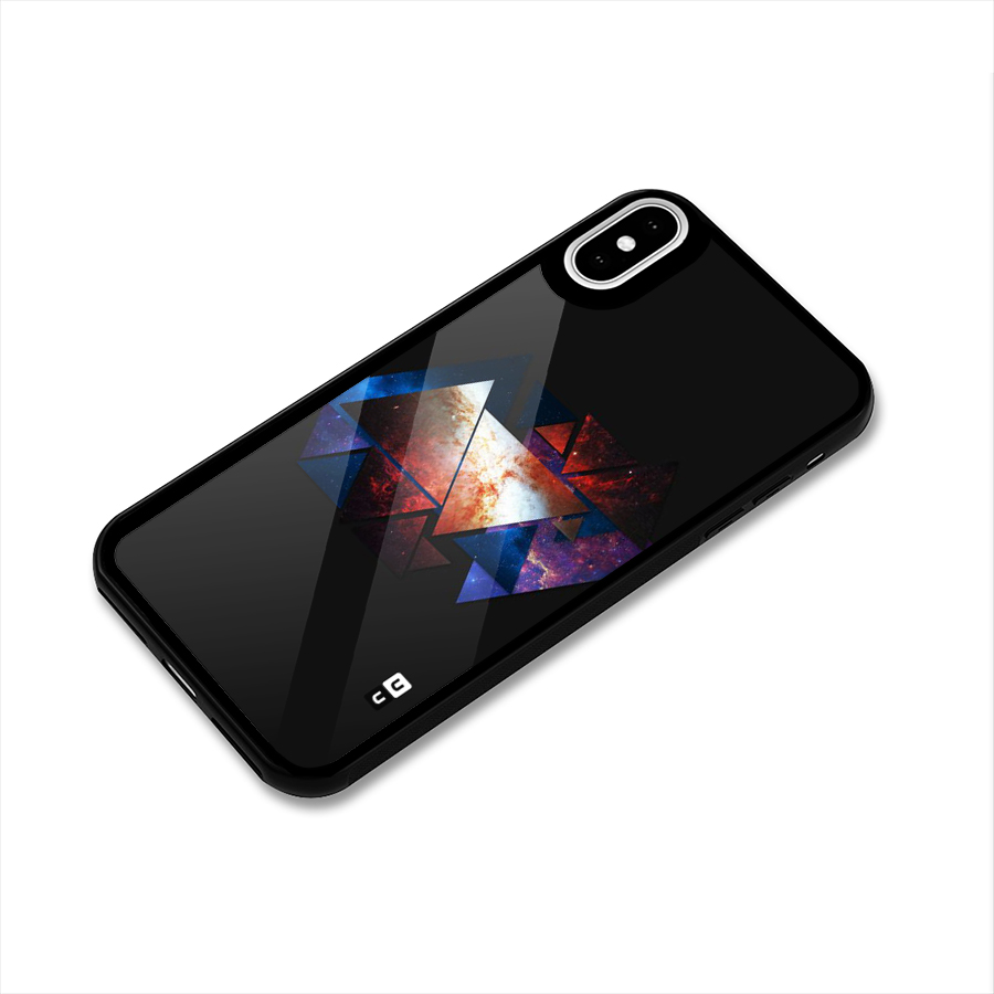 Fire Galaxy Triangles Glass Back Case for iPhone X