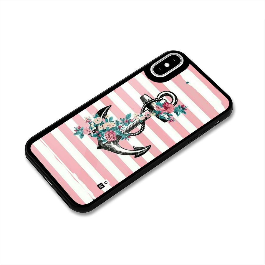 Floral Anchor Glass Back Case for iPhone X