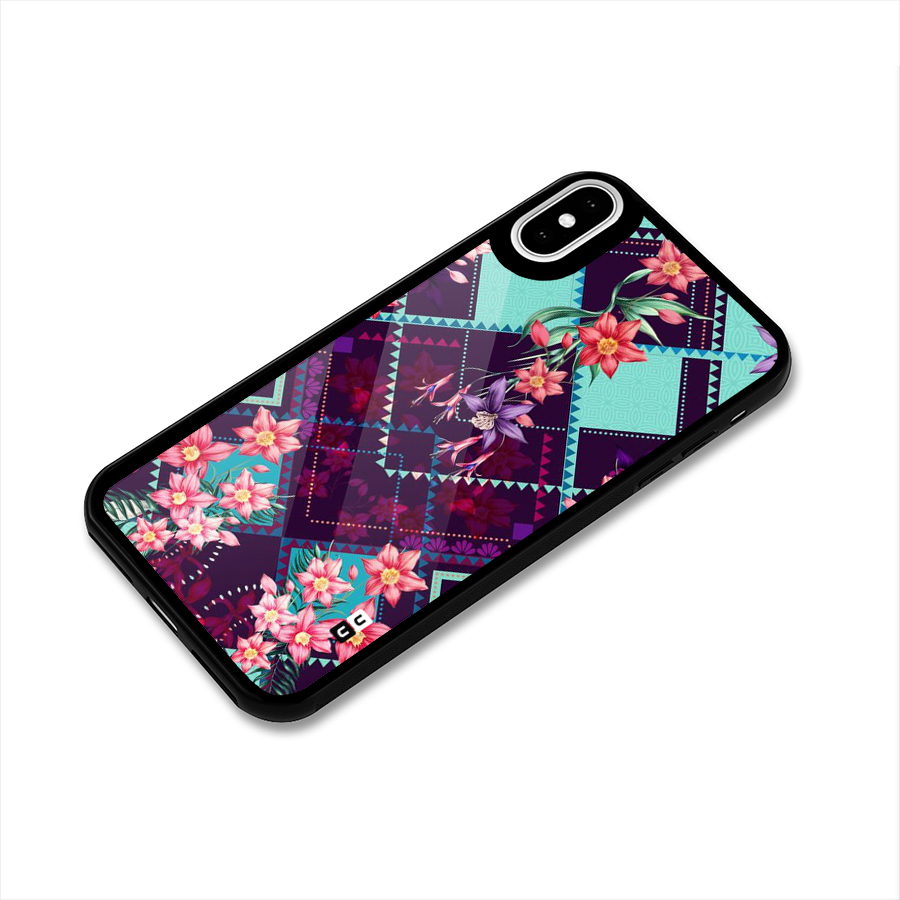 Floral Diamonds Glass Back Case for iPhone X
