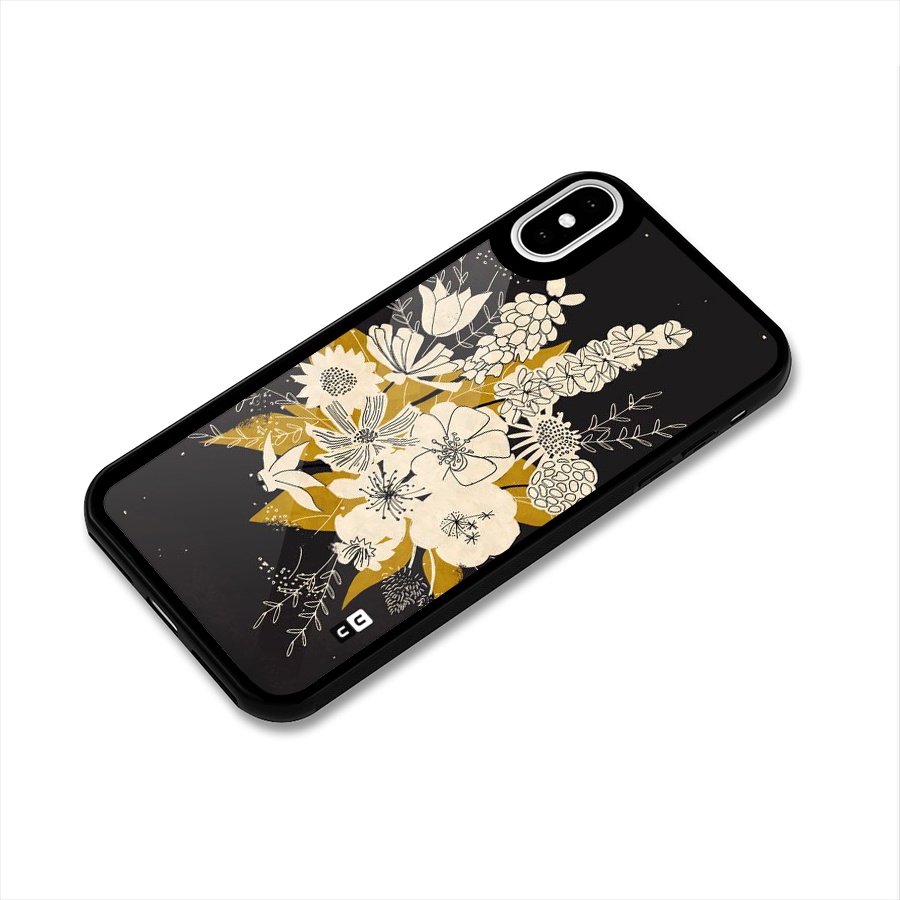 Flower Drawing Glass Back Case for iPhone X