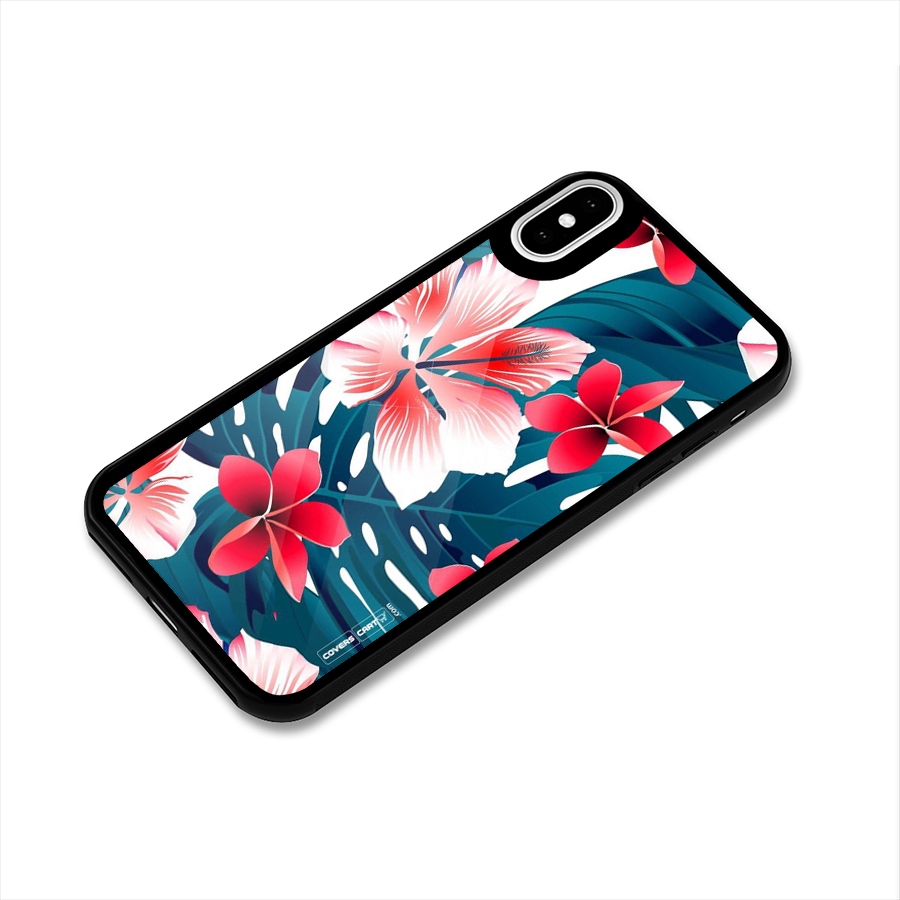 Flower design Glass Back Case for iPhone X