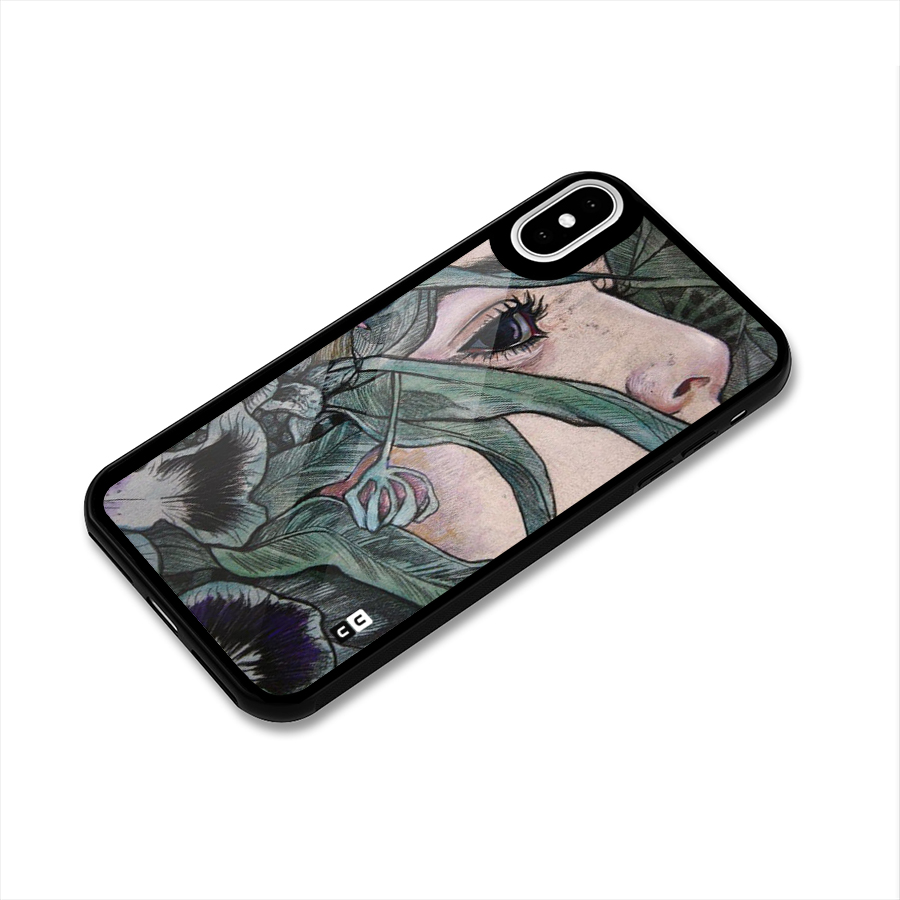 Girl Grass Art Glass Back Case for iPhone X